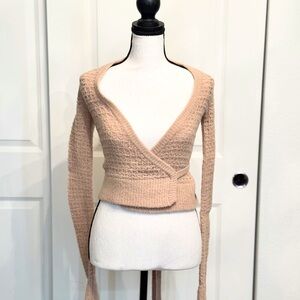 Fornarina Vintage Tan Mocha Knit Shrug Tie Wrap Sweater, Size M